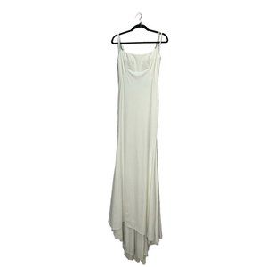 LA FEMME Women's Sleeveless Jersey White Gown with Train 6